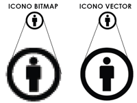 Diferencia entre icono bitmap e icono vectorizado