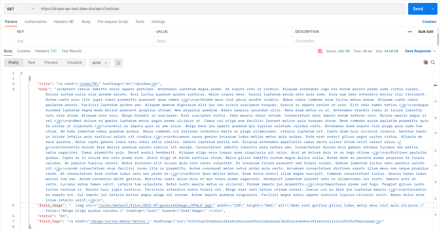 postman rest api fields