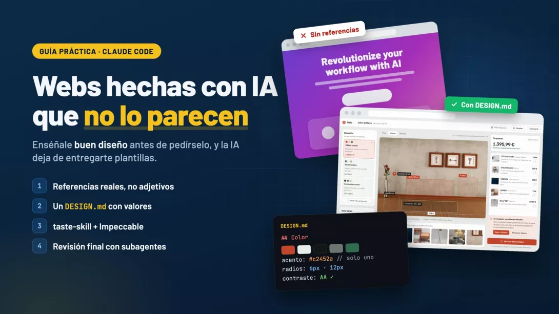 Webs hechas con IA que no lo parecen: una landing genérica sin referencias frente al prototipo Nido diseñado con un DESIGN.md